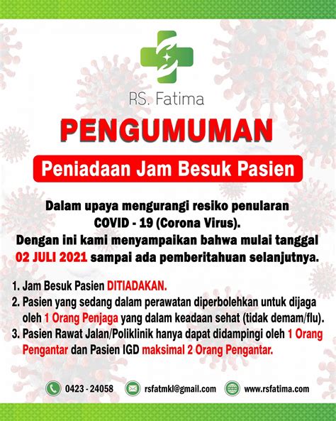 Jam besuk rs medimas cirebon  Rumah sakit ini dapat melayani,WebJam Kunjung yang telah ditetepkan oleh RS Pusat Jantung Nasional Jakarta (berkunjung / menjenguk pasien) adalah sebagai berikut : Hari Senin – Jumat : Pukul 17